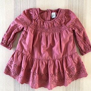 GAP Pink Eyelet Ruffle Dress 6-12 months